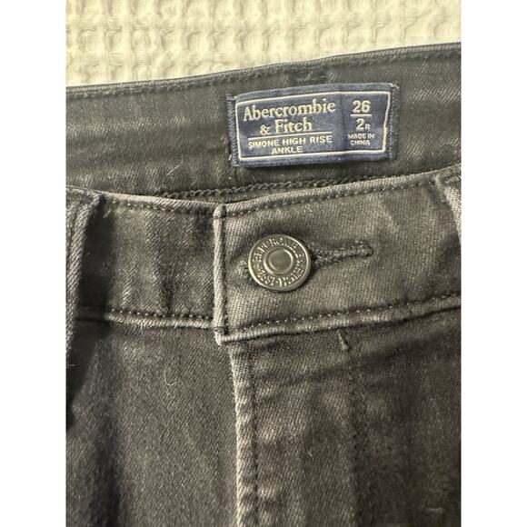 Abercrombie Fitch Jeans Womens 26 Simone High Rise Ankle Black Denim Distressed - Picture 3 of 4
